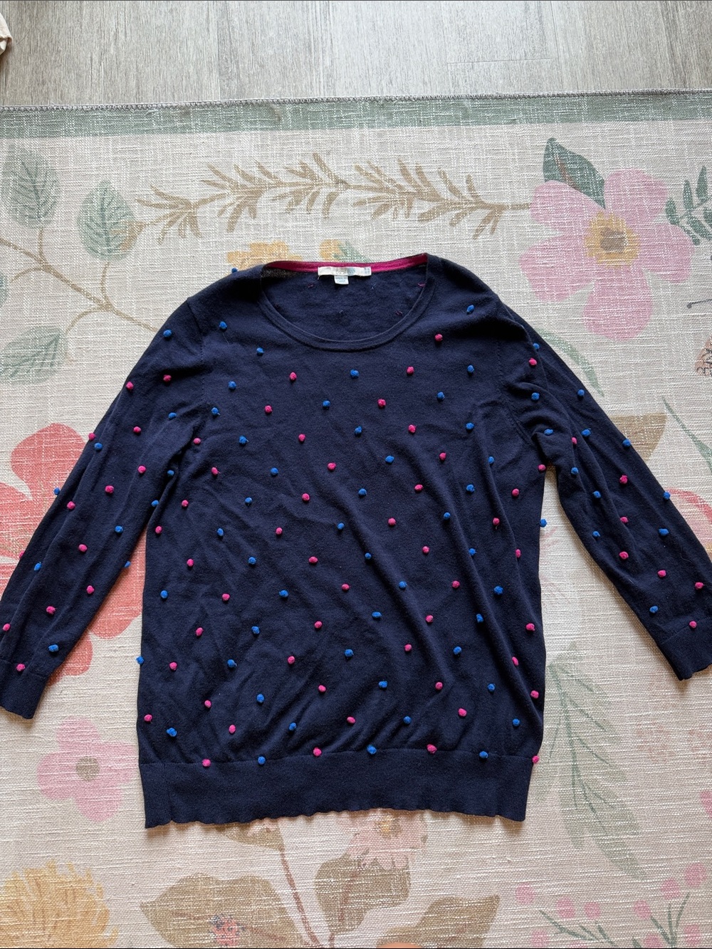 Boden Wool Cotton Polka Dot Navy Sweater US Size 12